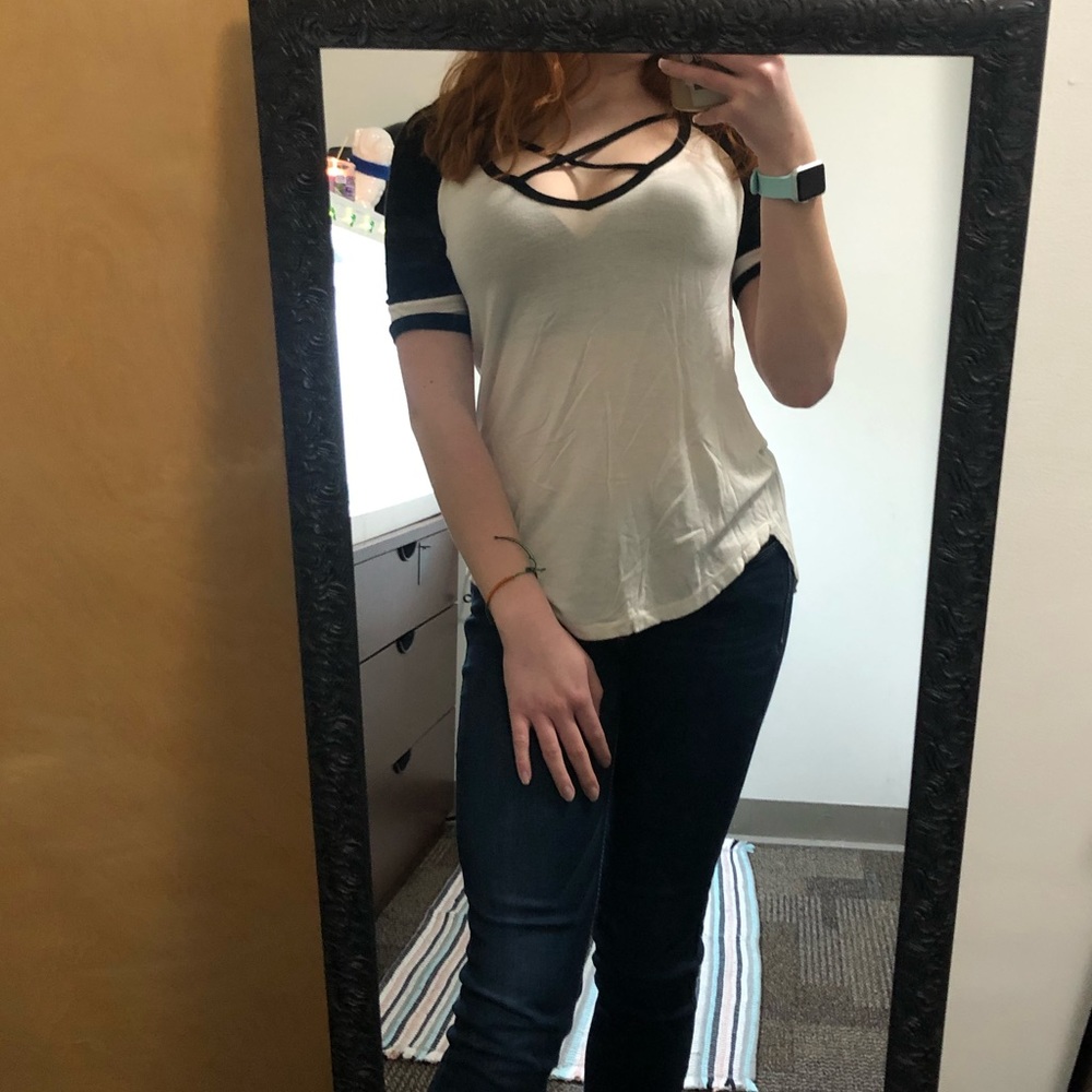 Charlotte Russe Cross string t shirt